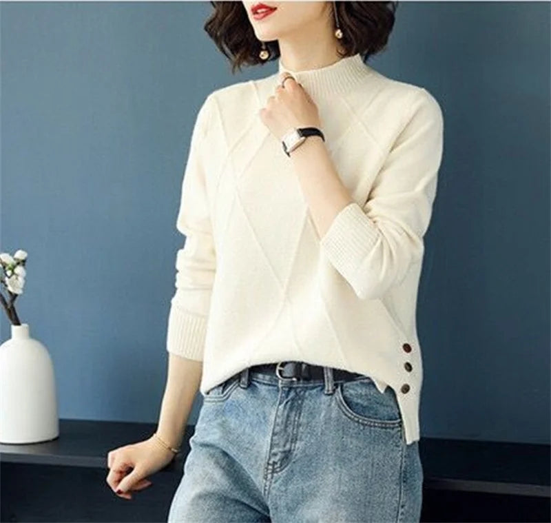 Suéter Mujer Cuello Alto 2024 - Jersey Suave Otoño Invierno