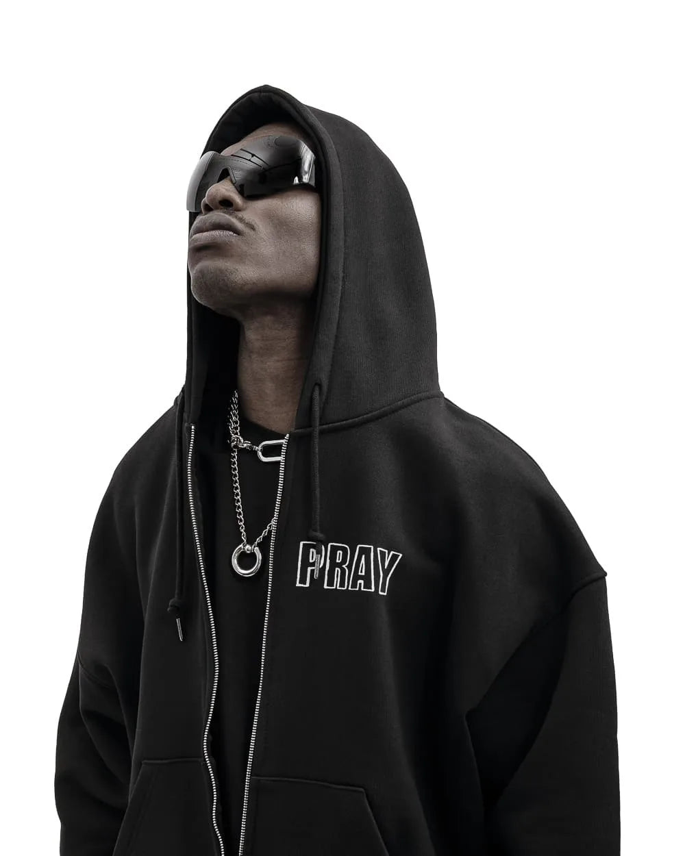 Sudadera Zip Up Hip Hop Unisex - Hoodie Pray Graphic Oversized Y2K