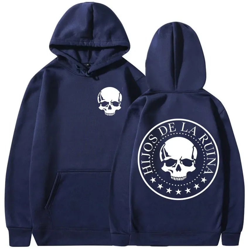 Sudadera Gothic Skull Hombre - Hoodie Manga Larga Hip-Hop Retro