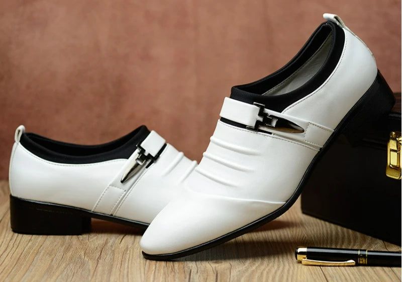 Zapatos Vestir Hombre Business Cuero - Luxury Slip-On Oxford Punta Puntiaguda Boda Tallas Grandes