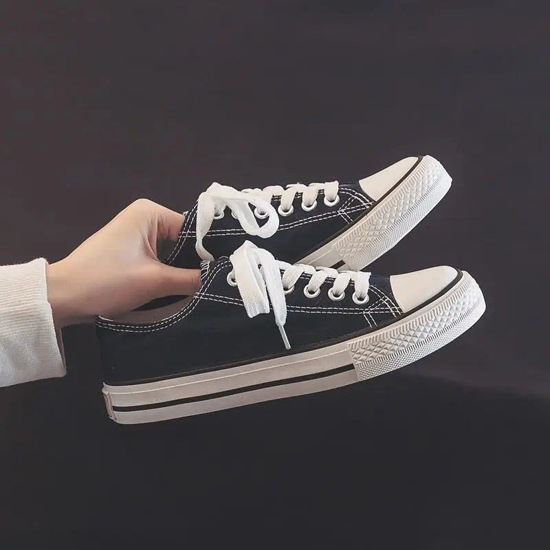 Zapatos Canvas Mujer Blancos - Zapatillas Planas Cordones Primavera 2025