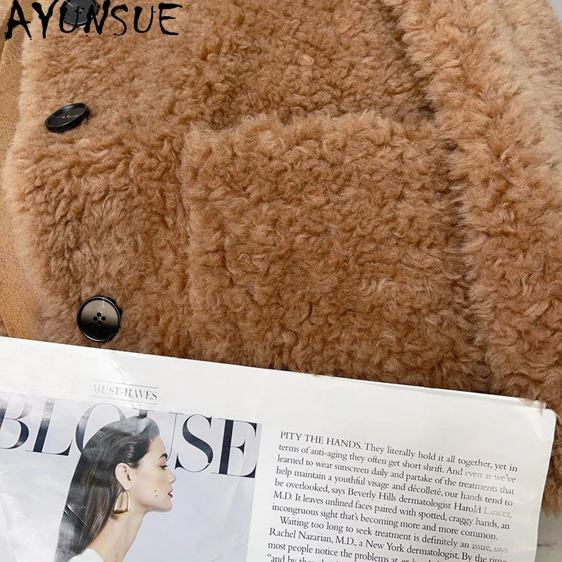 Chaqueta Lana Mujer Natural - Chaqueta Cordero Cuello V Media Largo 2025