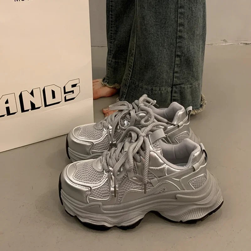 Sneakers Chunky Plataforma Mujer Primavera - Zapatillas Mesh Transpirables Antideslizantes