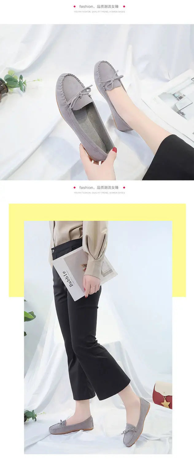 Zapatos Slip-On Mujer Ballet Flats Suede - Loafers Casual Planos Otoño Mom Shoes