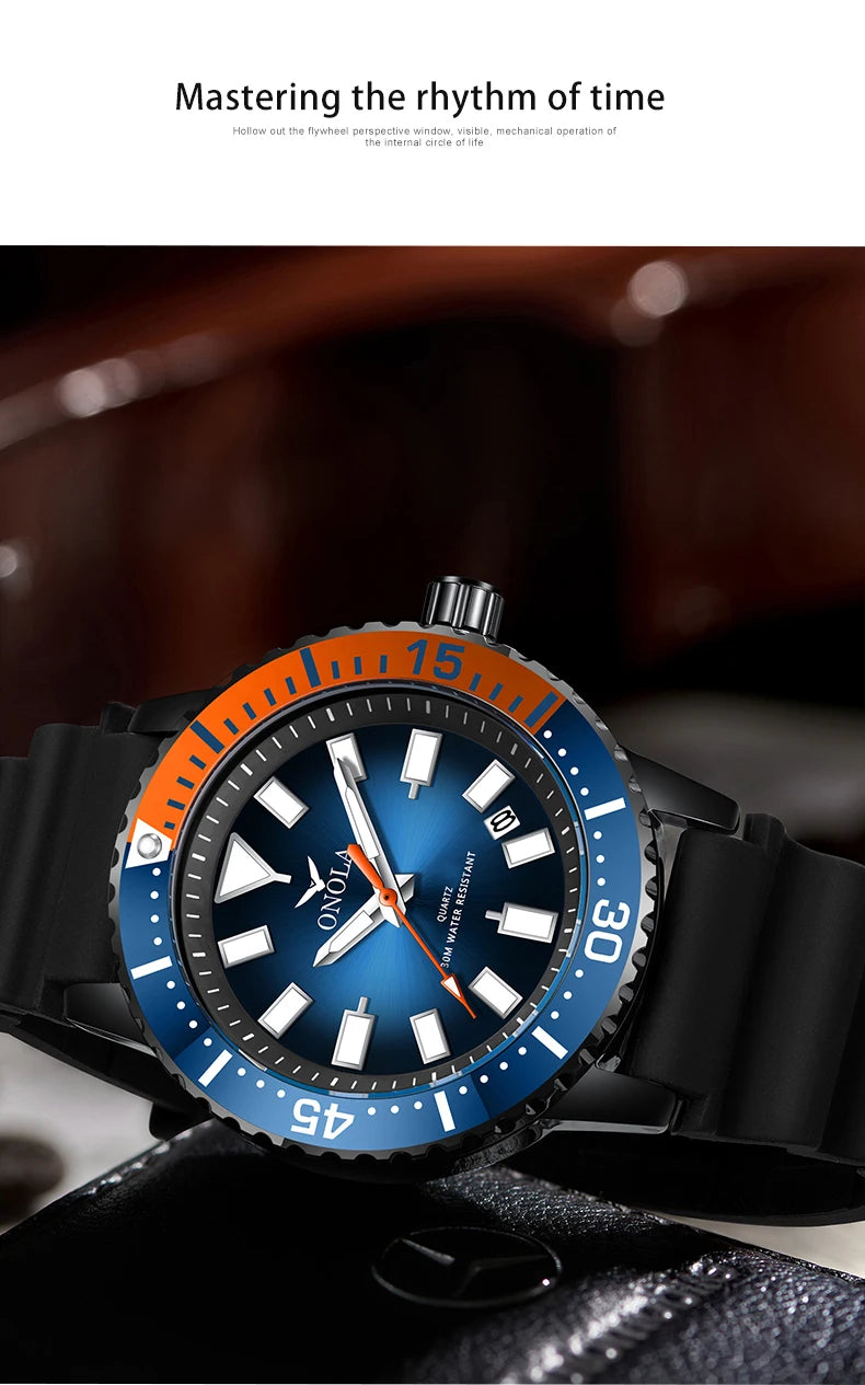 Reloj de Cuarzo ONOLA 3850 Premium para Hombre - Resistente al Agua con Calendario Luminoso