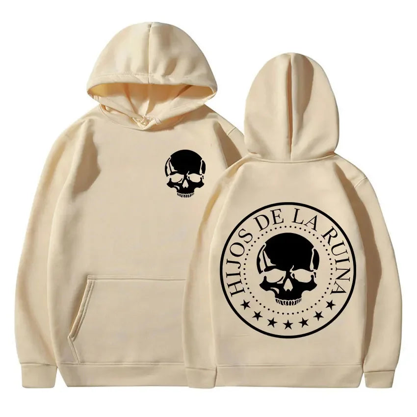Sudadera Gothic Skull Hombre - Hoodie Manga Larga Hip-Hop Retro