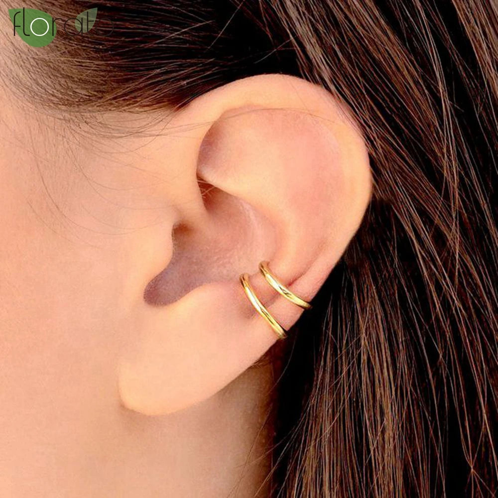 Pendientes Clip Dorado Minimalistas - Sin Perforación Cartílago Mujer