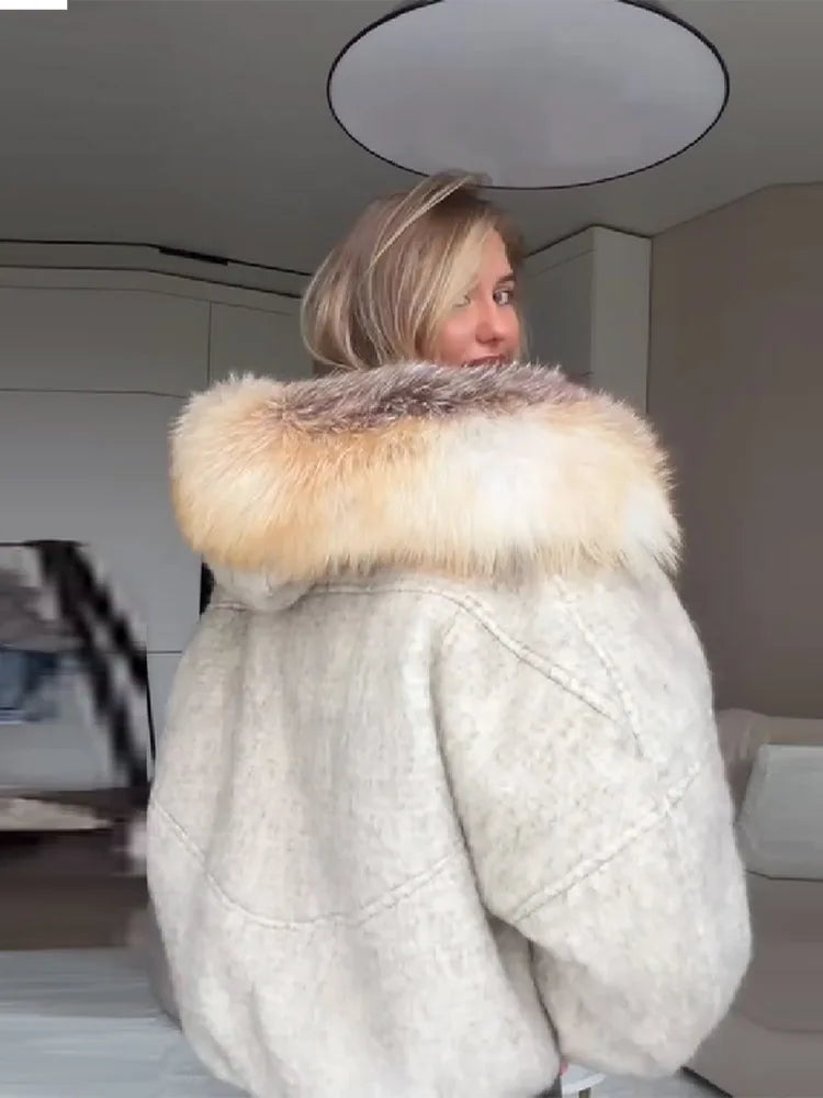 Chaqueta Mujer Cuello Piel Artificial - Chaqueta Vintage Oversize 2025