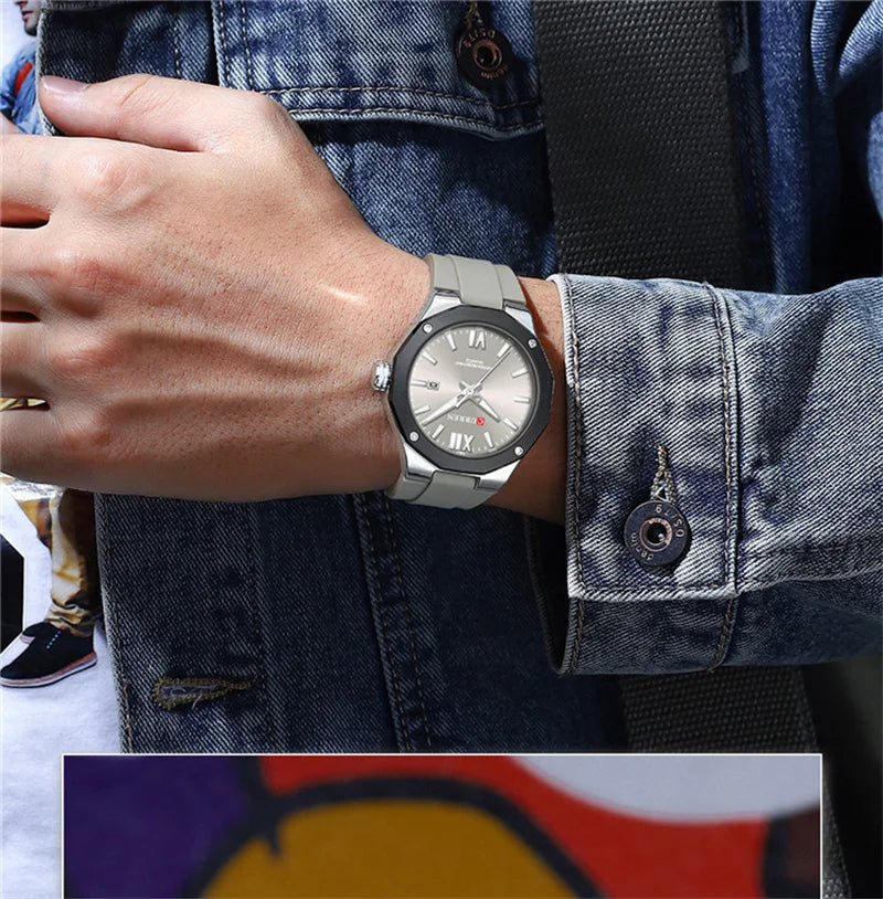 Reloj CURREN 8465 Nuevo 2025 - Cuarzo Silicona Luz Nocturna Casual Resistente al Agua