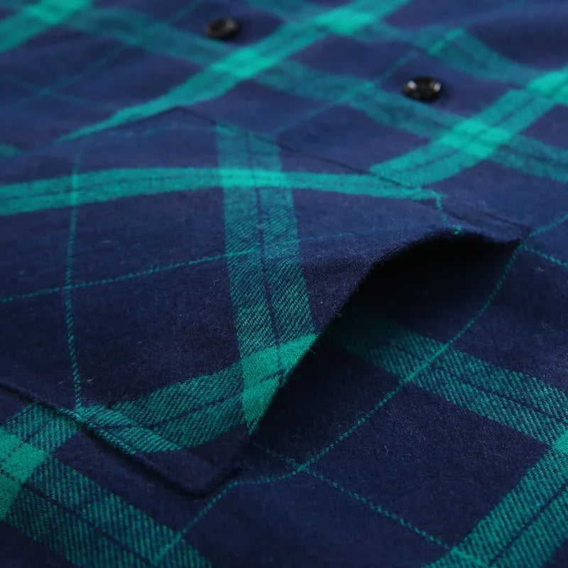 Camisa Hombre Franela Cuadros 2025 - Manga Larga Casual Primavera Otoño Slim Fit Algodón