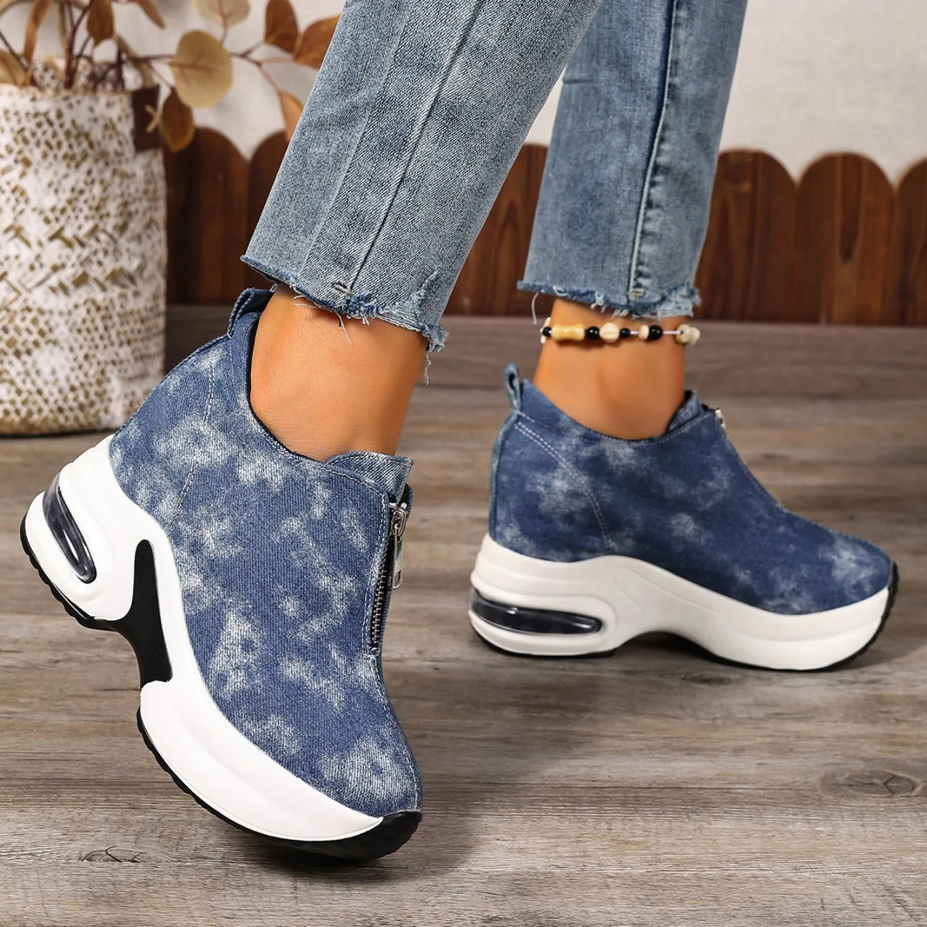 Sneakers Antideslizantes Mujer 2025 - Zapatillas Plataforma Cuña Slip-On Vulcanizadas