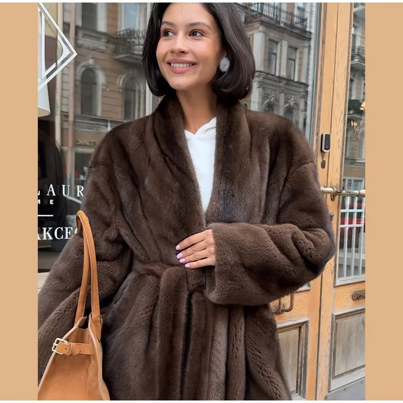 Chaqueta Piel Sintética Mujer Lujo - Chaqueta Cinturón Cuello V