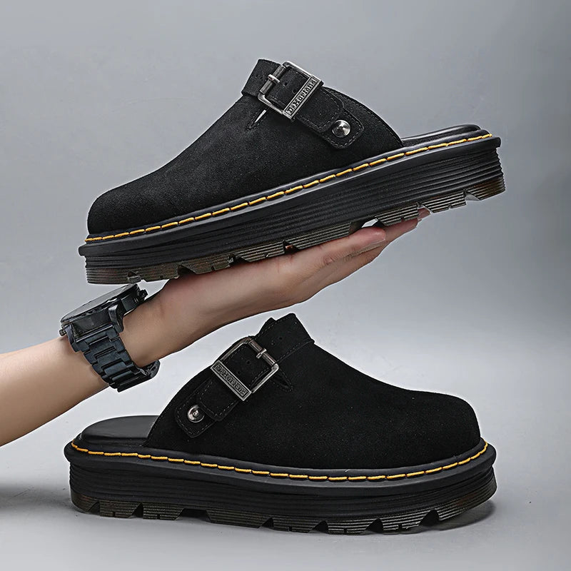 Sandalias Hombre Cuero Fashion - Casual Verano Playa Antideslizantes Zuecos Clásicos