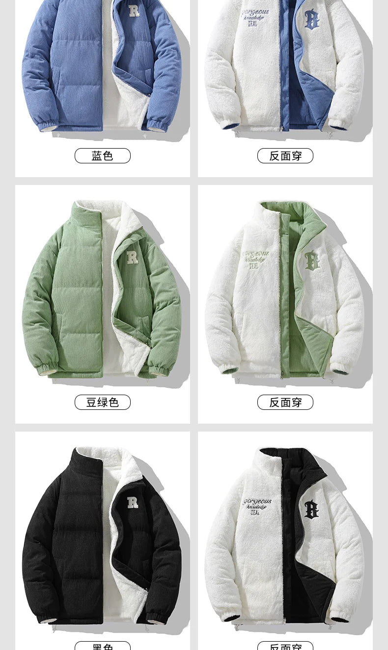 Chaqueta Hombre Invierno Pana Cordero - Parka Denim Outdoor Cálida Holgada