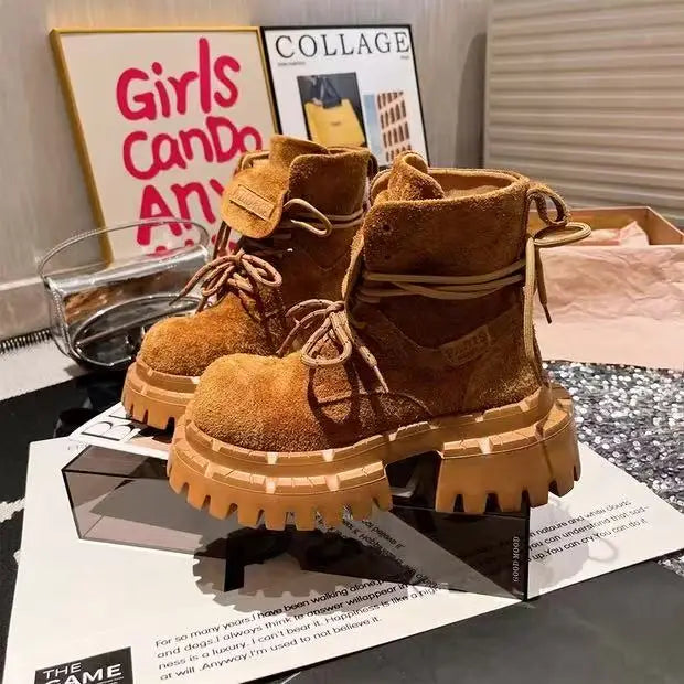 Botas Tobillo Mujer 2025 Plataforma - Chunky Ante Sneakers Deportivas Invierno