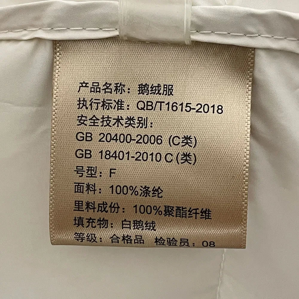 Abrigo Mujer Plumas Pato Piel Mapache - Chaqueta Larga Invierno Lujo