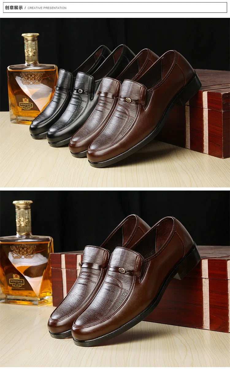 Zapatos Formales Hombre Cuero Slip-On - Business Oficina Boda Transpirables Planos