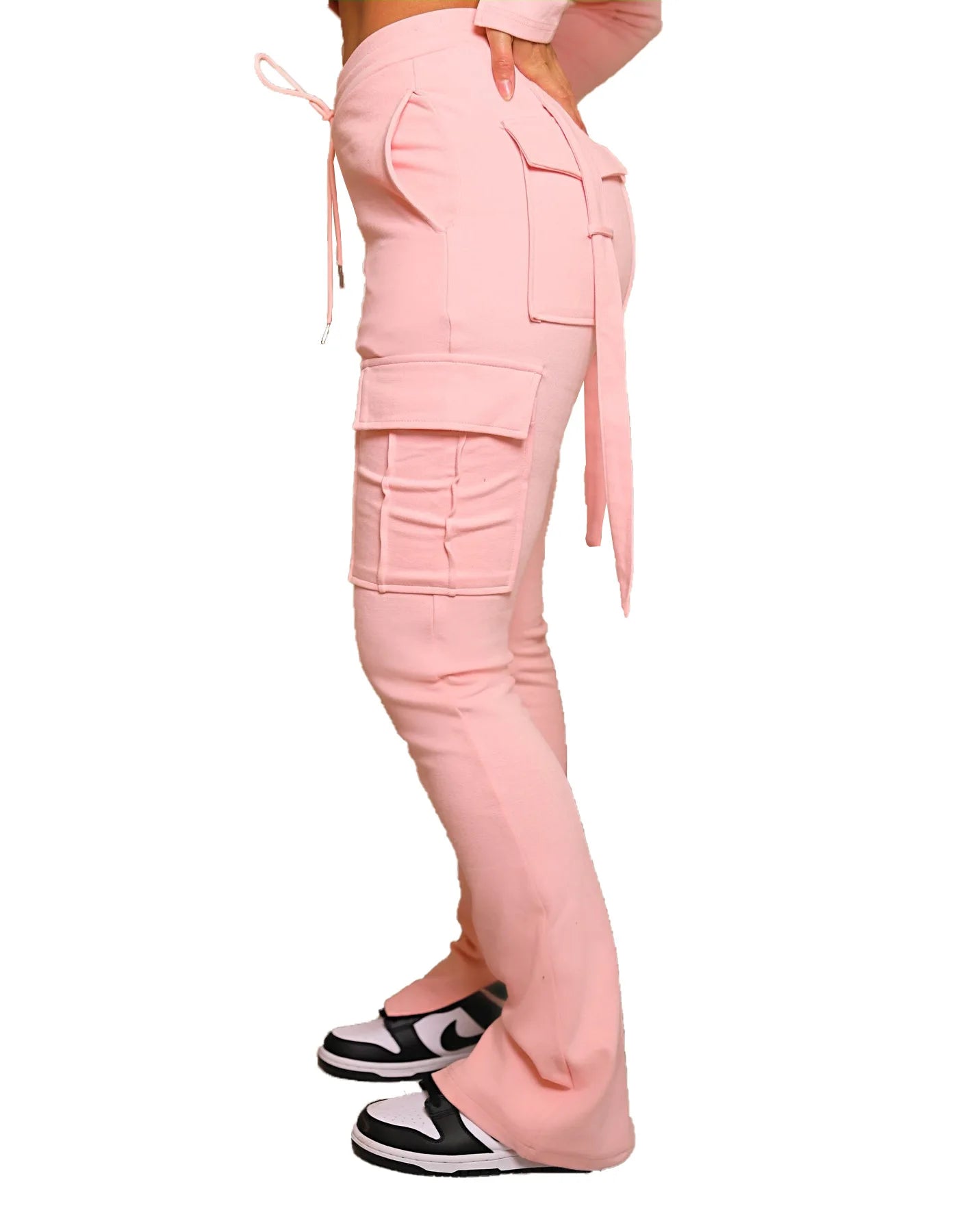 Pantalón Cargo Mujer Slim Fit - Pantalón Casual Cordón Botón