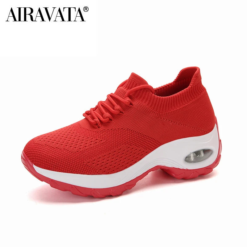 Sneakers Chunky Plataforma Mujer - Zapatillas Tejidas Casual Loafers