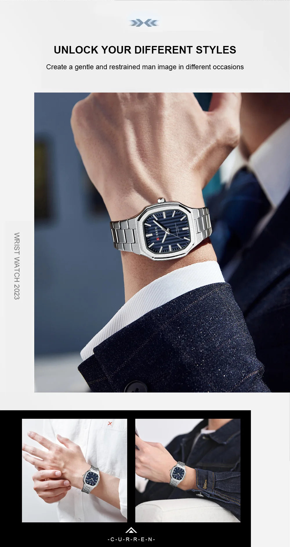 Reloj CURREN 8458 para Hombre - Cuarzo Business Resistente al Agua con Correa de Acero