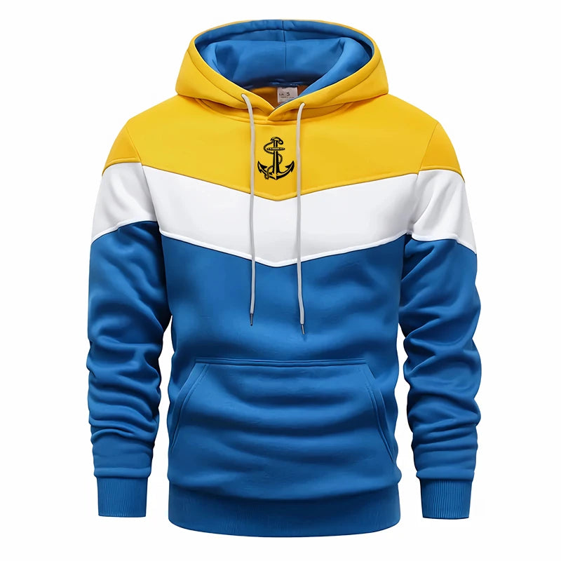 Sudadera Hombre Tricolor Hoodies Casual - Estampado Deportivo Jogging Street Tops Versátil