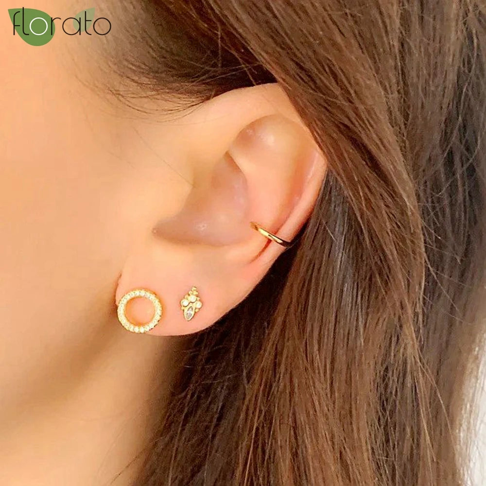 Pendientes Clip Dorado Minimalistas - Sin Perforación Cartílago Mujer