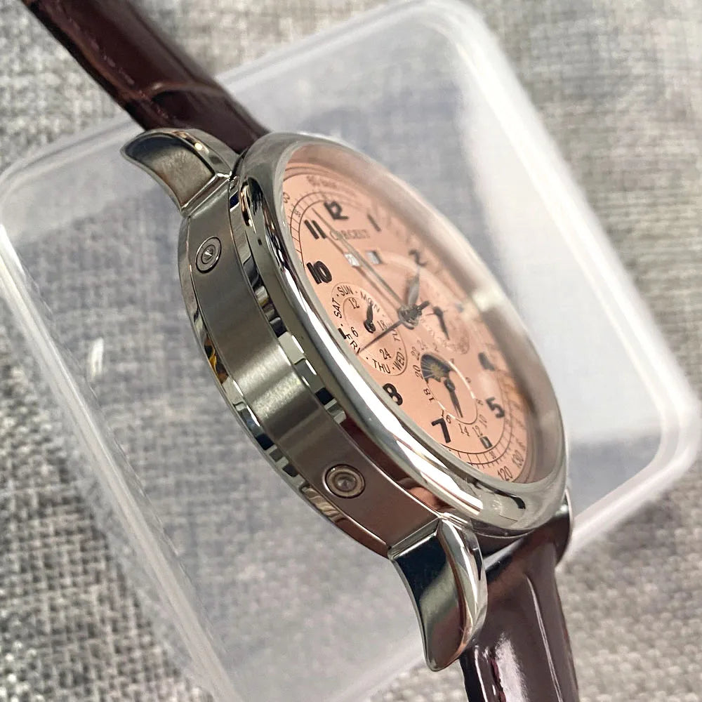 Reloj Mecánico Automático 316L Multifunción 42mm - Fecha Día Mes Año Indicador Día/Noche