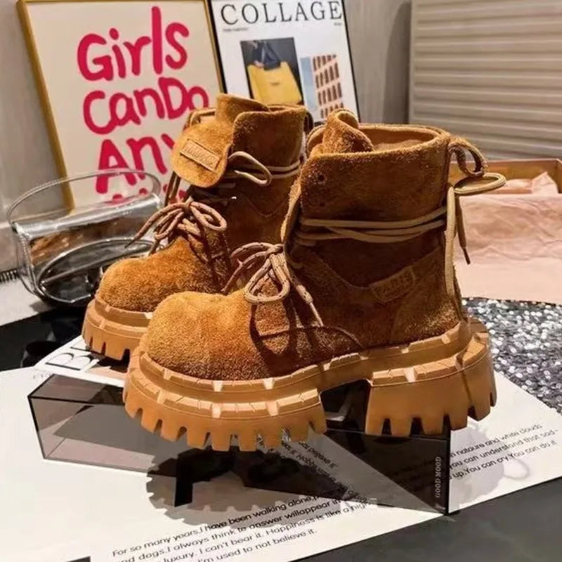 Botas Tobillo Mujer 2025 Plataforma - Chunky Ante Sneakers Deportivas Invierno