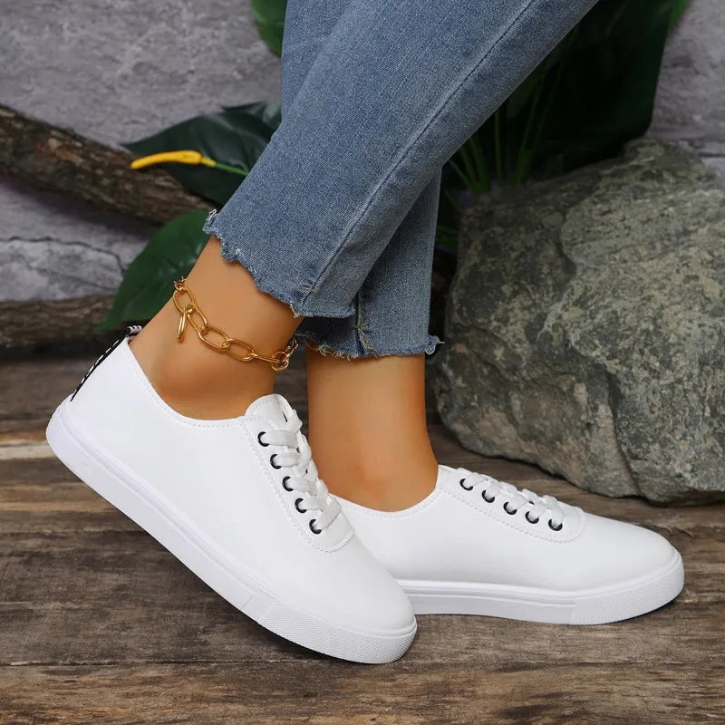 Sneakers Mujer Verano 2025 - Zapatillas Transpirables Suela Suave Blancas