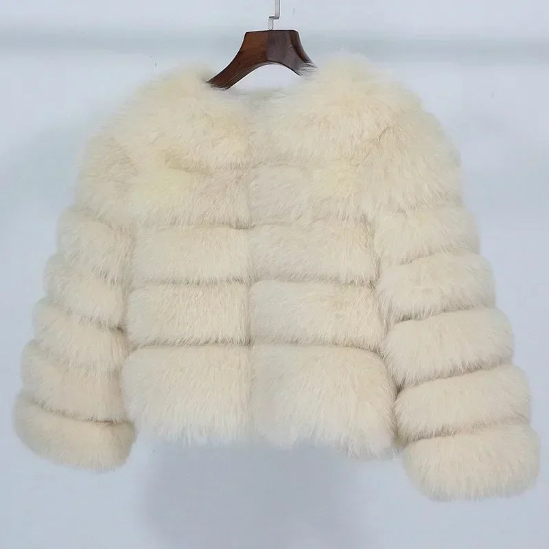 Abrigo Piel Zorro Mujer Invierno 2025 - Chaqueta Lujo Mapache Natural