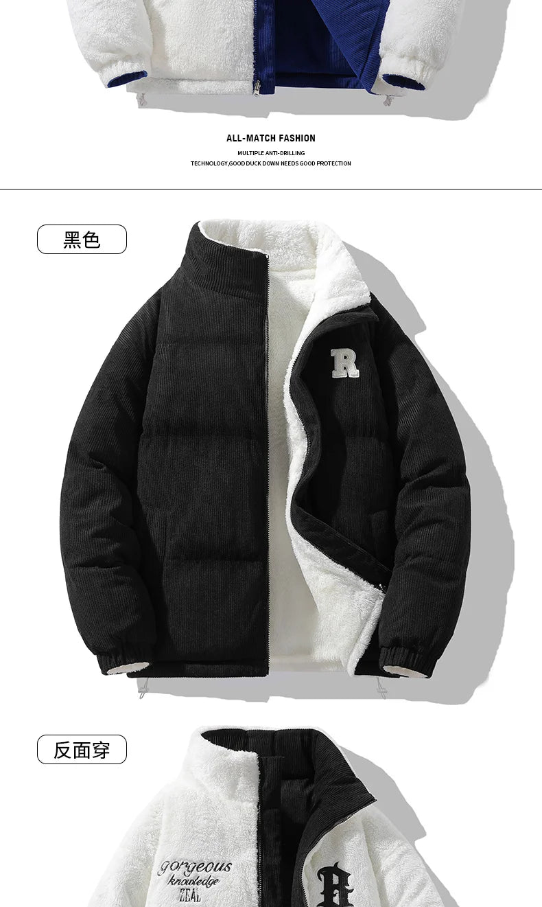 Chaqueta Hombre Invierno Pana Cordero - Parka Denim Outdoor Cálida Holgada