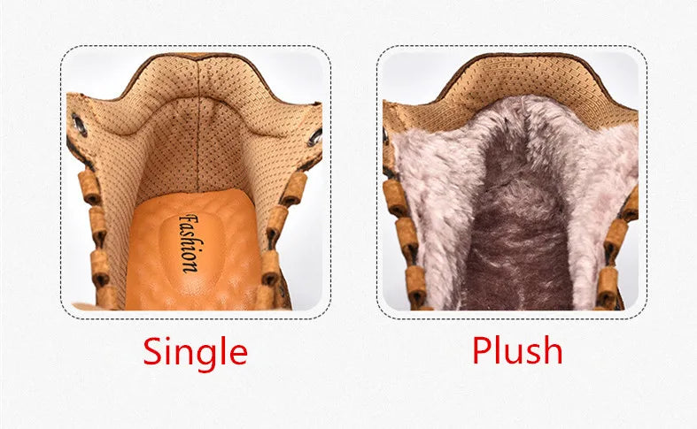 Botas Outdoor Hombre Cuero Genuino - Hiking Climbing Cálidas Invierno Nieve Plataforma