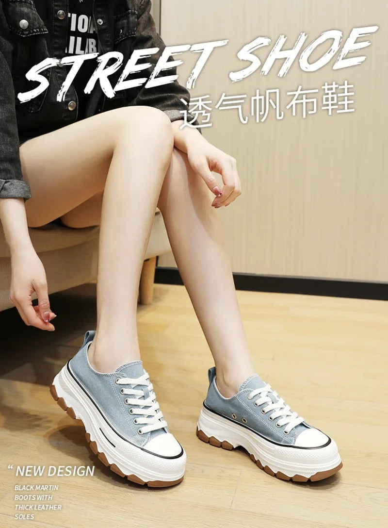 Zapatos Canvas Designer Mujer Verano - Sneakers Plataforma Alta Fashion