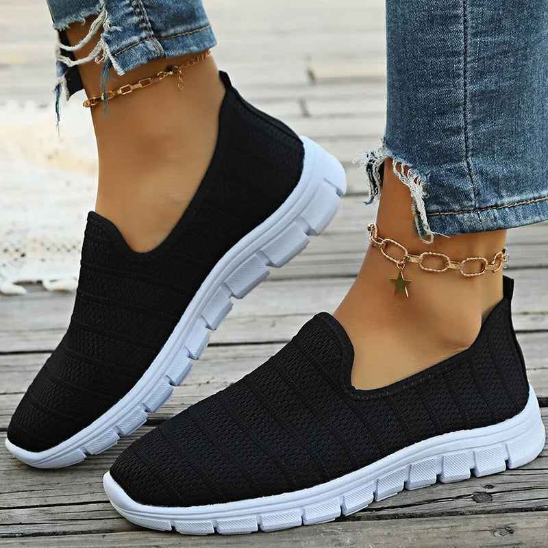 Sneakers Slip-On Mujer Blancos - Zapatillas Ligeras Sin Cordones Otoño