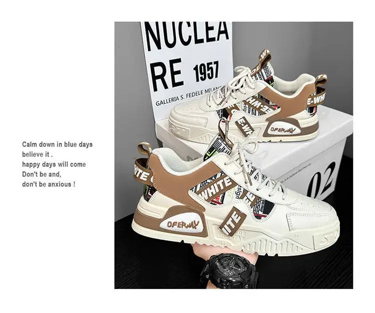 Zapatillas Cuero Hombre Casual - Skateboard Running Deportivas Plataforma