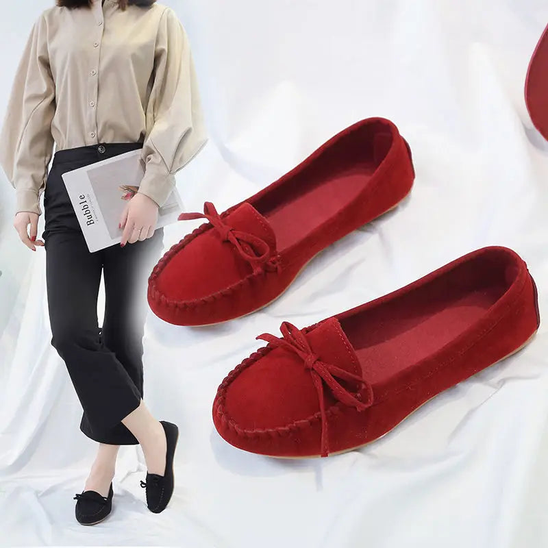 Zapatos Slip-On Mujer Ballet Flats Suede - Loafers Casual Planos Otoño Mom Shoes
