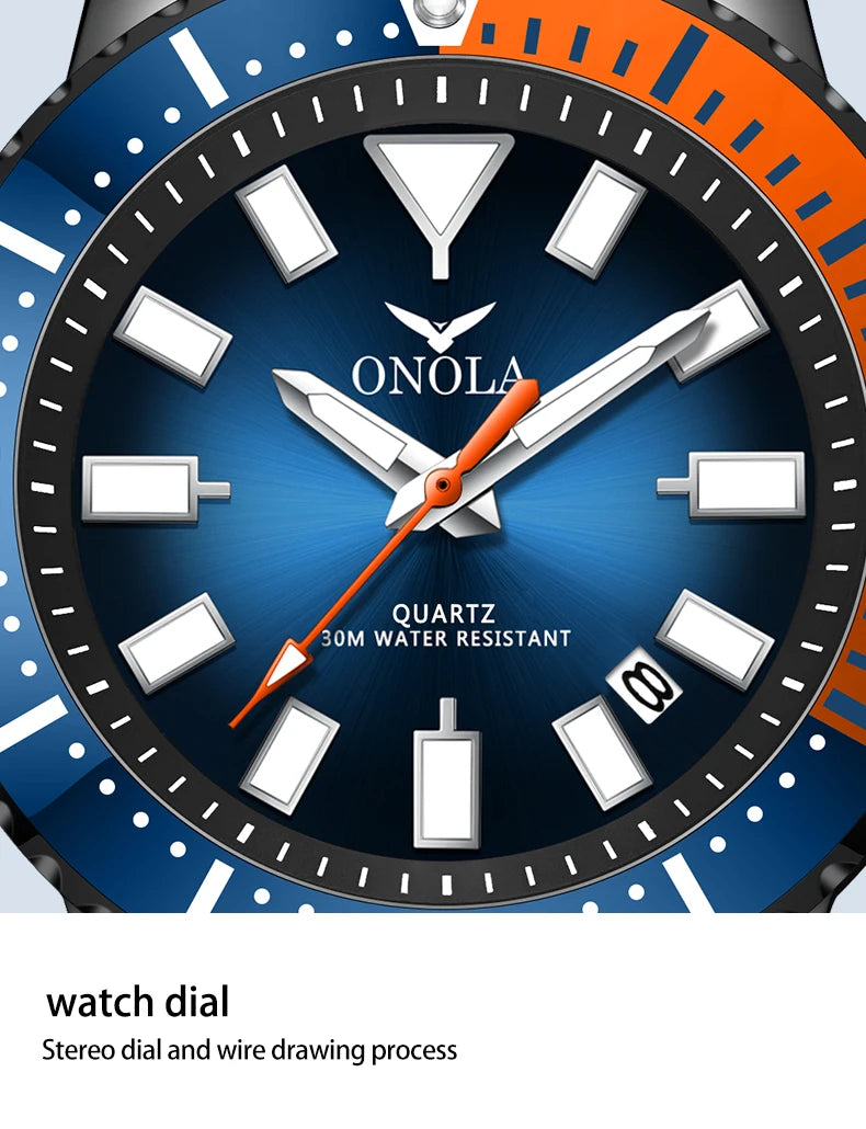 Reloj de Cuarzo ONOLA 3850 Premium para Hombre - Resistente al Agua con Calendario Luminoso