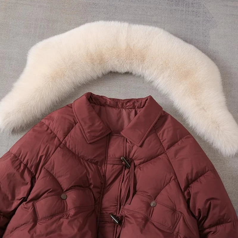 Parka Mujer Invierno Cálida - Parka Cuello Piel Pan 2025