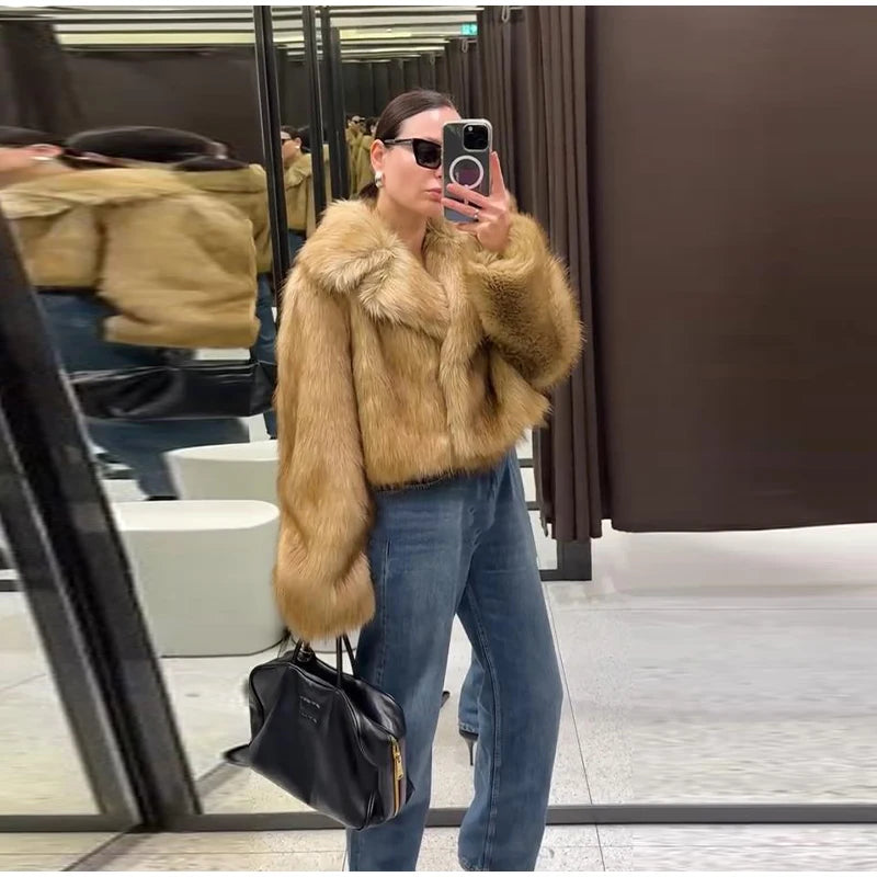 Chaqueta Piel Mujer Elegante - Chaqueta Cuello Alto Holgada 2025