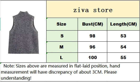 Chaleco Mujer Sin Mangas Punto 2025 - Cuello Alto Slim Casual Otoño