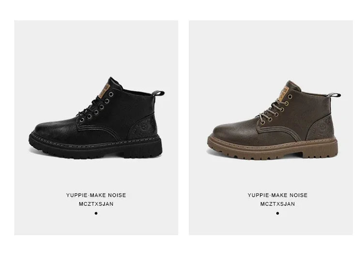 Botas Hombre 2024 Cuero Altas - Casual Fashion Retro All-Match Trabajo Desert