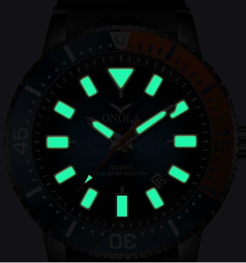Reloj de Cuarzo ONOLA 3850 Premium para Hombre - Resistente al Agua con Calendario Luminoso