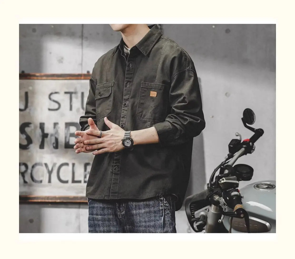 Camisa Hombre Trabajo Workwear - Manga Larga Casual Resistente Oficina Outdoor Primavera Otoño Tendencia Japonesa