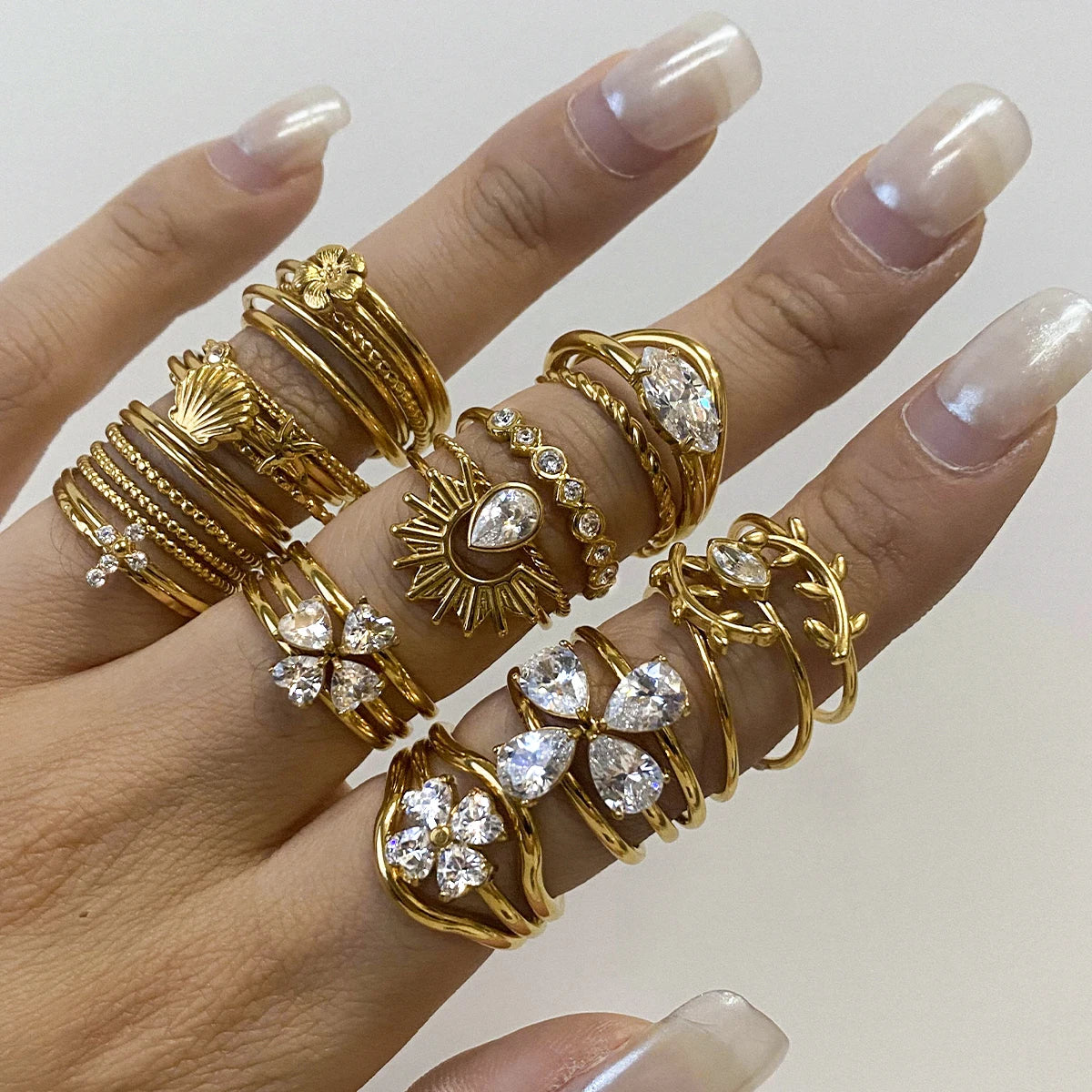 Set Anillos Apilables Personalizados - Acero Inoxidable Dorado 2025