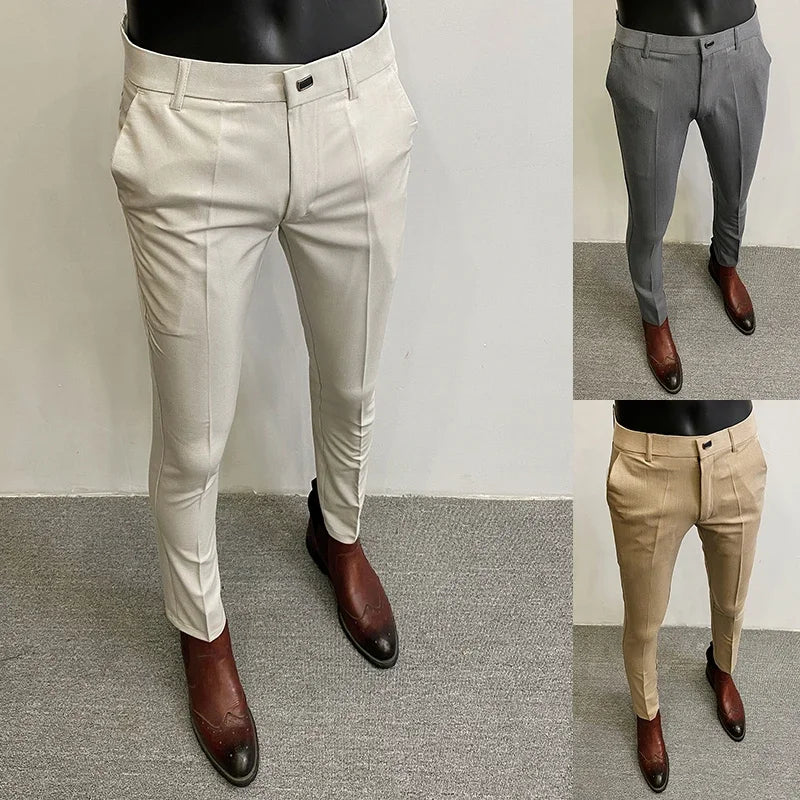 Pantalones Hombre Formales Suit - Pantalón Vestir Stretch Slim Fit Elegante