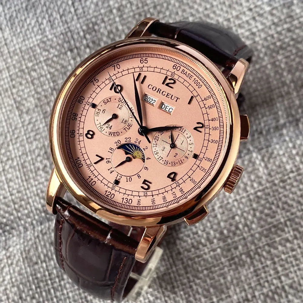 Reloj Mecánico Automático 316L Multifunción 42mm - Fecha Día Mes Año Indicador Día/Noche