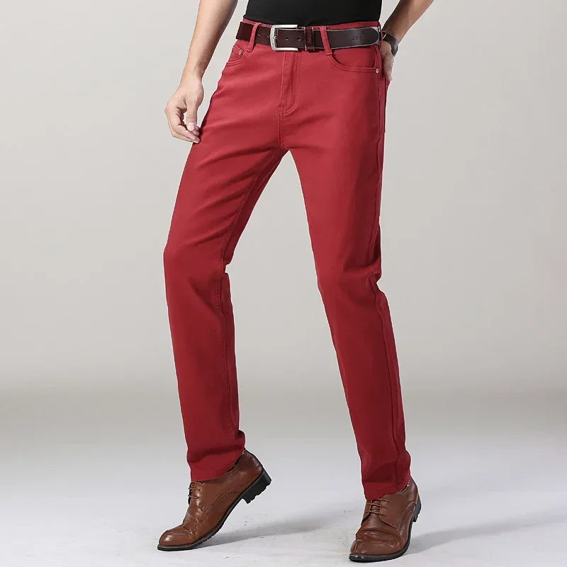 Vaqueros Blancos Hombre Slim Elásticos - Jeans Rectos Business Casual Alta Gama