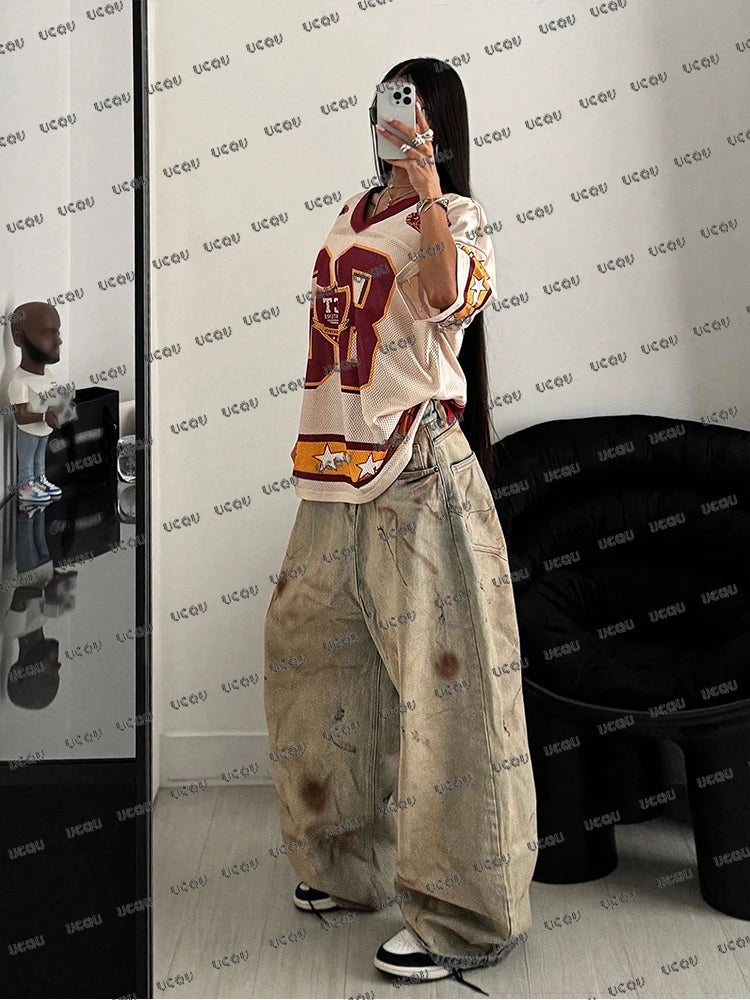 Camiseta Oversized Mujer Verano 2025 - Jersey Deportivo Streetwear Y2K