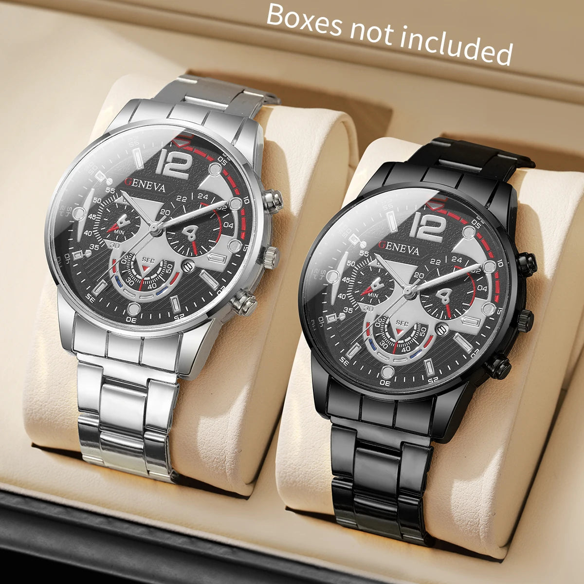 Set 3 Relojes de Cuarzo para Hombre - Pack Business Luxury Resistente al Agua