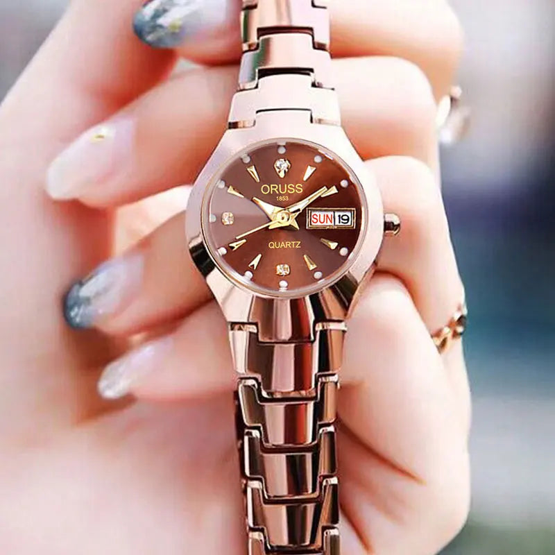 Reloj ORUSS para Pareja - Cuarzo Luxury Acero Inoxidable Resistente al Agua